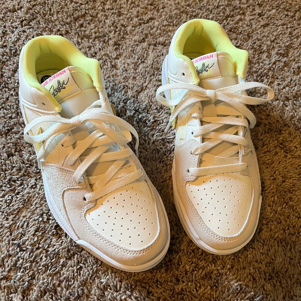Jordan Sneakers in White and Neon Accents